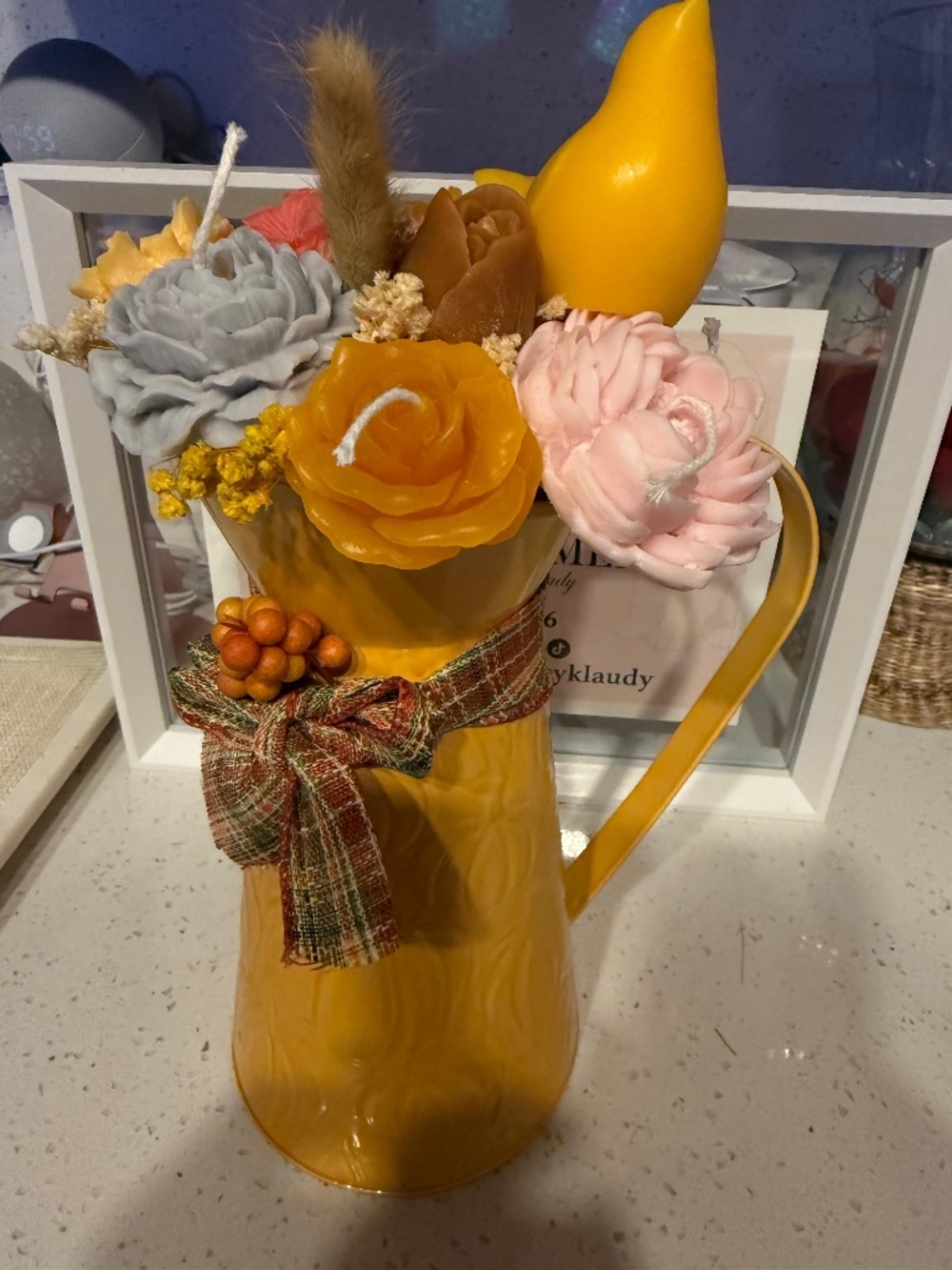 Golden Harvest Floral Candle